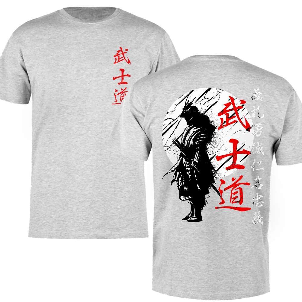 Japanese Samurai Spirit T-shirt For Men Japanese Style Back Printed Designer T-shirt Loose And Oversized 100% Pure Cotton Top T-shirt Bushido Men'