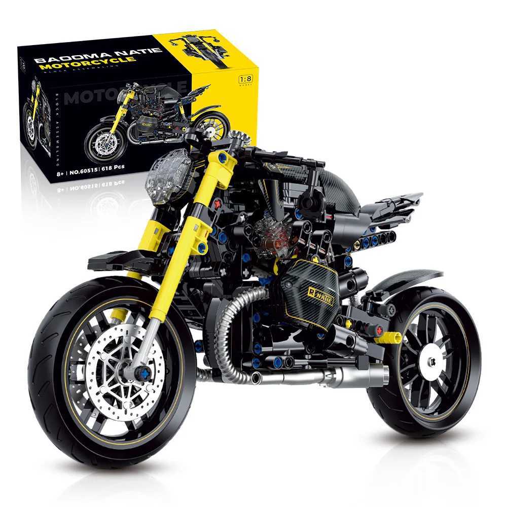 1 8 586PCS High-tech Classic Motorcycle Building Model Blocks Motor City Racer B Toys for Boys Childrens Halloween Gifts Y250227