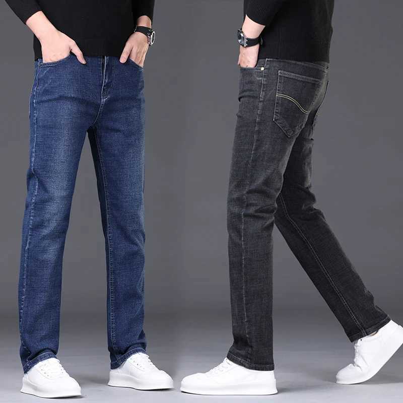 2024 New Soft Stretch Straight Jeans Mens Classic Fashion Business Slim Trousers Street Trend Male Brand Clothing Pants 28-40 X250227