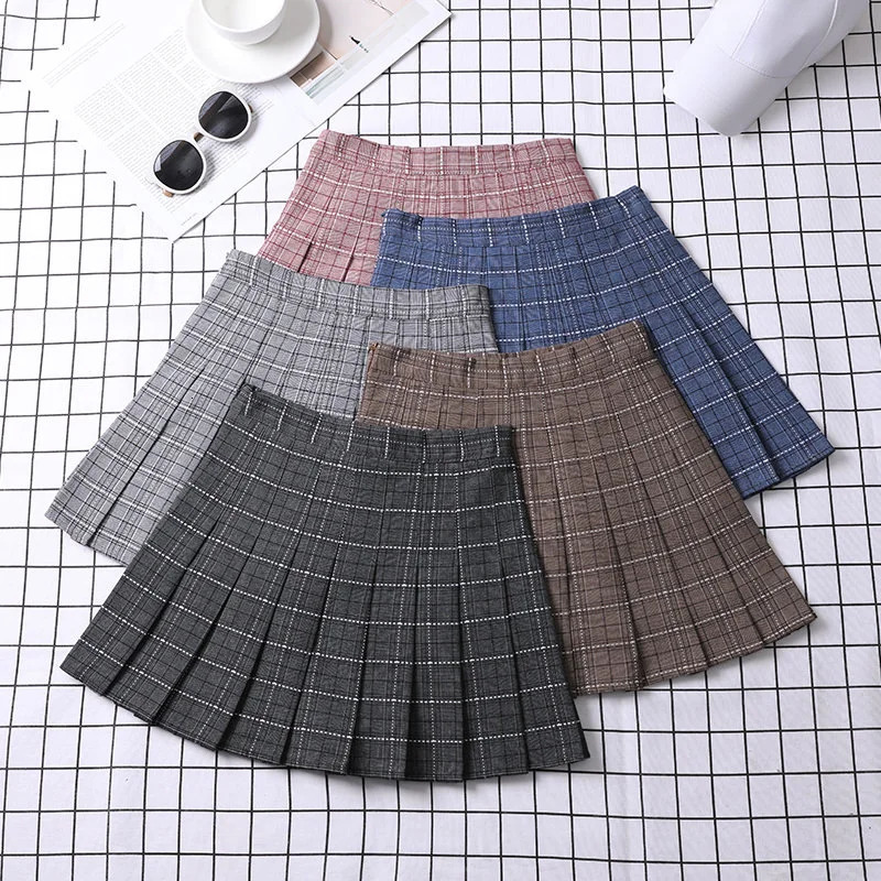 Summer Skirt For Women Korean Style Clothes Preppy s Chic And Elegant Aesthetic Female A Line Mini Plaid Pleated Skirt 250226