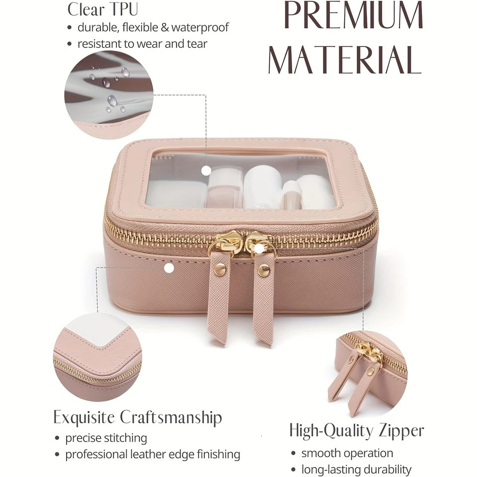 Ship from US Small Makeup Bag For Purse Mini Cosmetic Clear Square Pouch School Cute Leather Make Up Case Travel Organizer Backpa 250227FBB