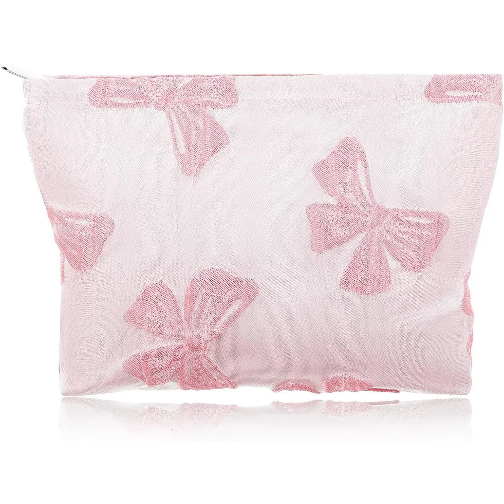 Ship from US Makeup bag large capacity elegant butterfly makeup cute bedding zipper canvas pink womens portable toilet 250227FBB