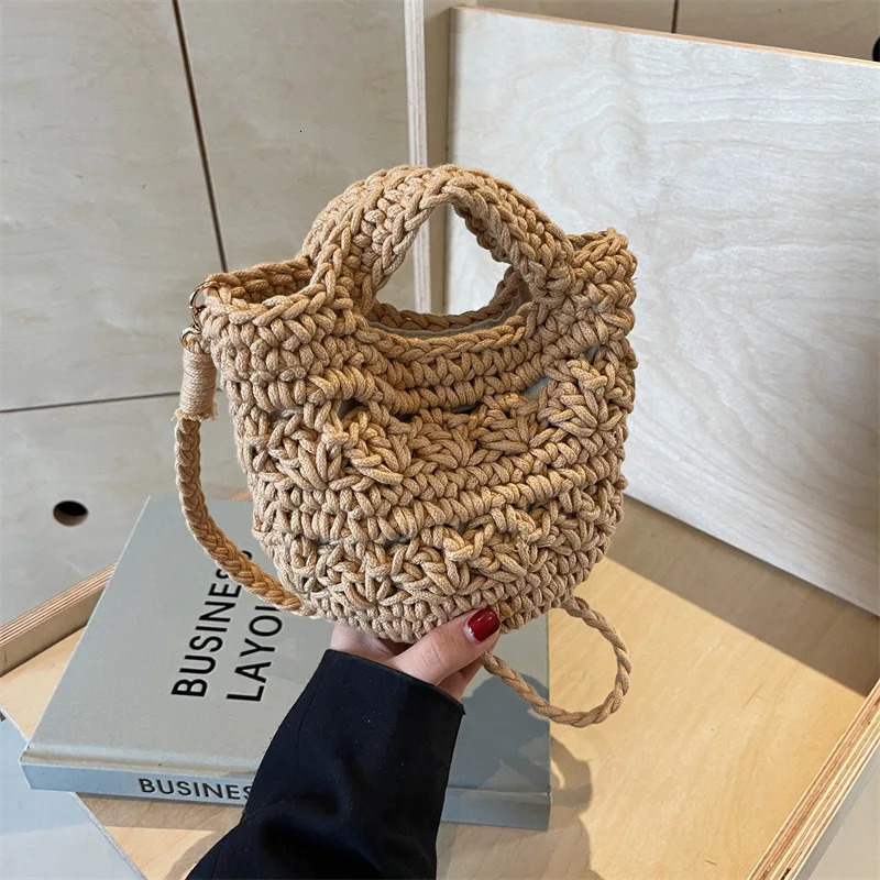 Ship from US Womens straw cross body bag Versatile Hollowed out Vacation Thailand beach 250227FBB