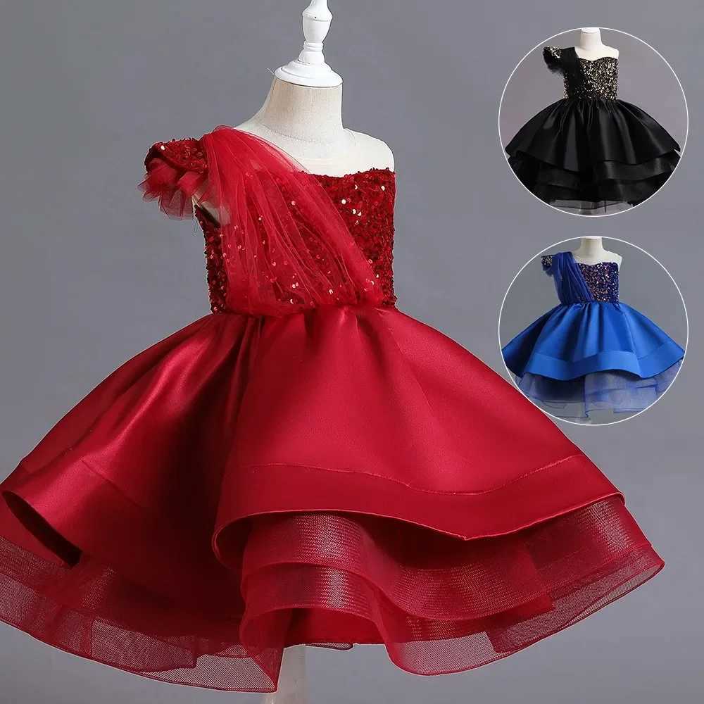 Girl's Dresses Fashion Girls Dresses for Party and Wedding Lace Mesh Sleeveless Girls Sequin Dress Summer Girls Party Dress 2-13 Years Y2502278LT