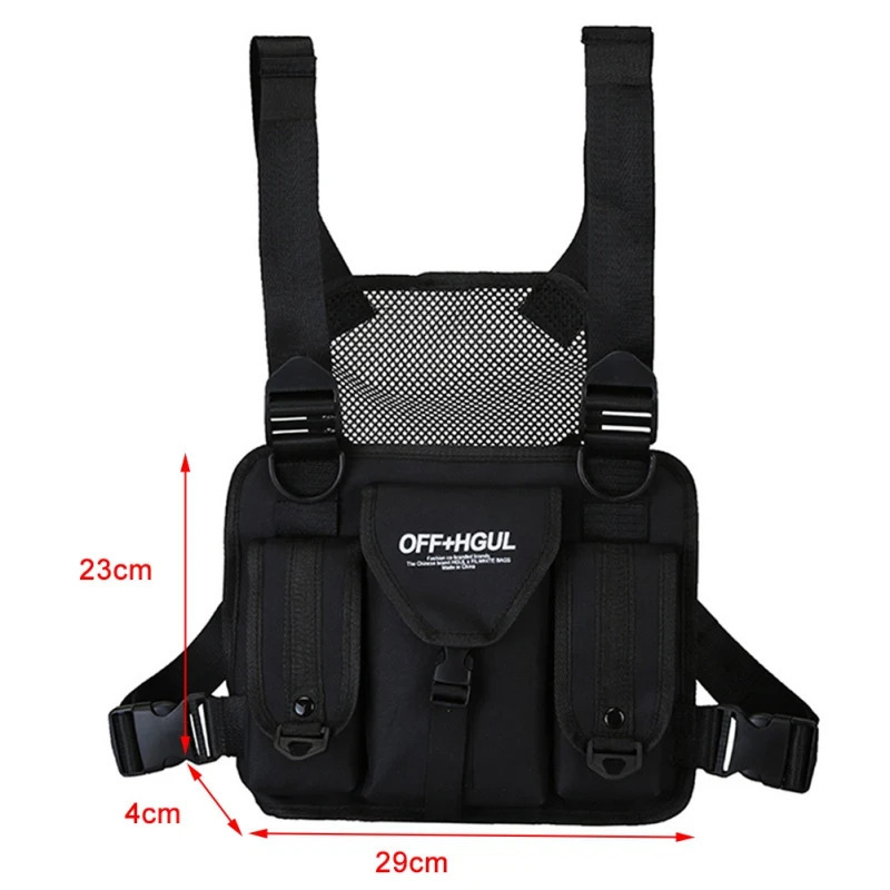 Ship from US 1Pc Men Women Chest Rig Bag Reflective Vest Functional Harness Front Waist Pouch Backpack Hip Hop Adjustable 250227FBB