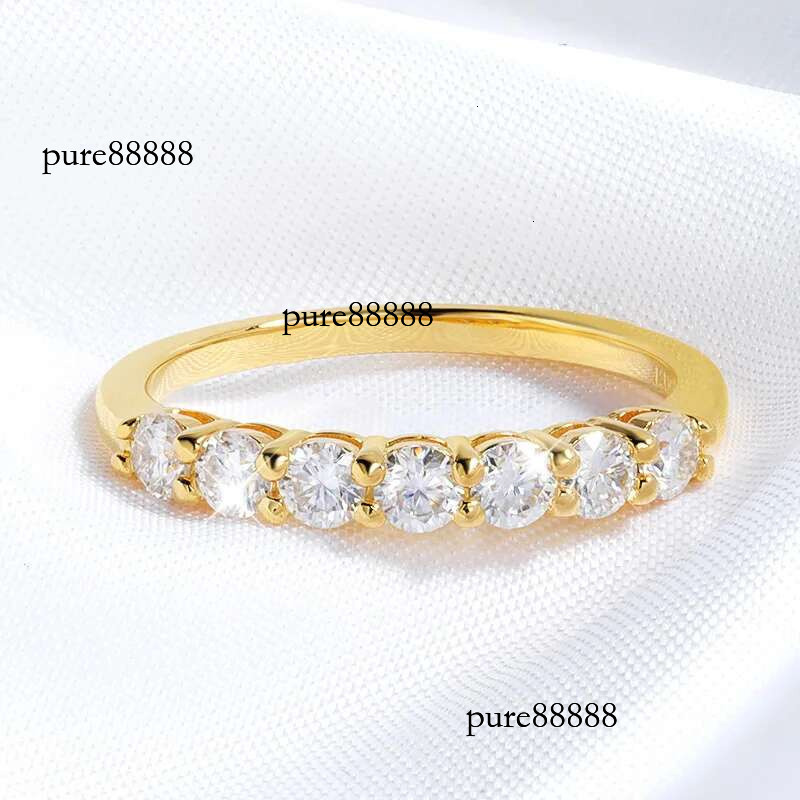 Smyoue 0.7CT 3mm Gemstone Moissanite Rings for Women S Sier Matching Wedding Dias Band Stackable Ring White Gold Gift