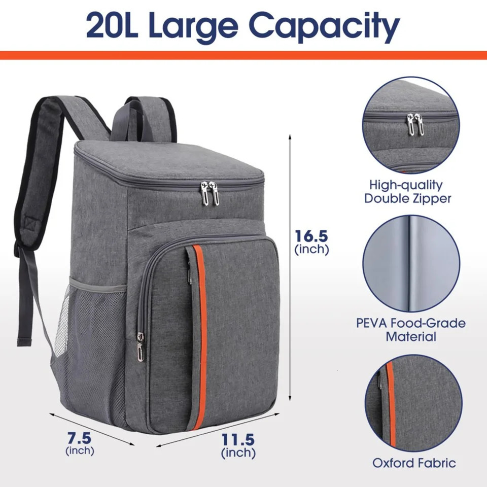 Ship from US CE Coolable Backpack Soft Side Insulated Leak proof Waterproof Cooler Bag Portable and Lightweight Lunch Suitable for Travel 250227FBB
