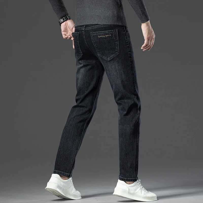 2024 Autumn New Mens Business Jeans High Elasticity Straight Denim Trousers Mens Pants Work Clothes Haze Blue Black Gray Brand X250227