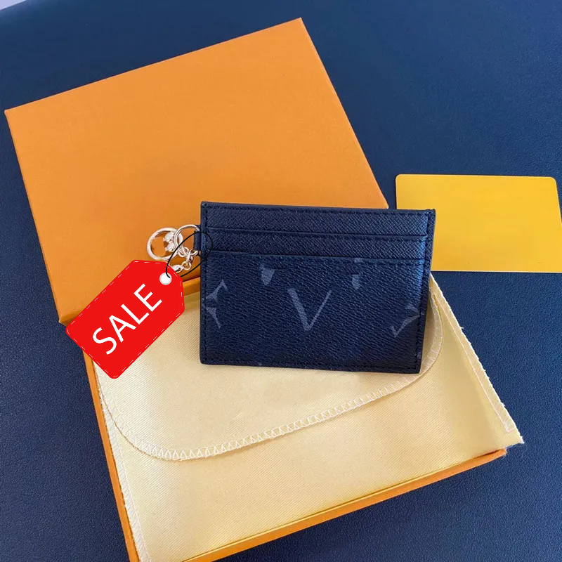 New Designer Keychain Credit Card Holders Mini Wallets High Quality for Mens Womens Leather Monogram Flower Classics Pure Color Keychain Purses Wallet No Box