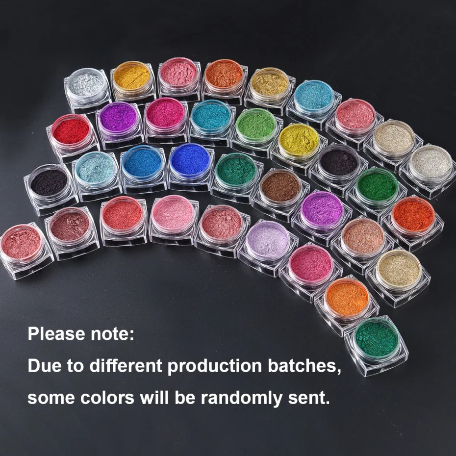 36 Box Super-Bright Metallic Mirror Nail Powder Set Y2K Chrome Pigment Flakes Fine Glitter Rubbing On Dust Manicure Decoration 250227