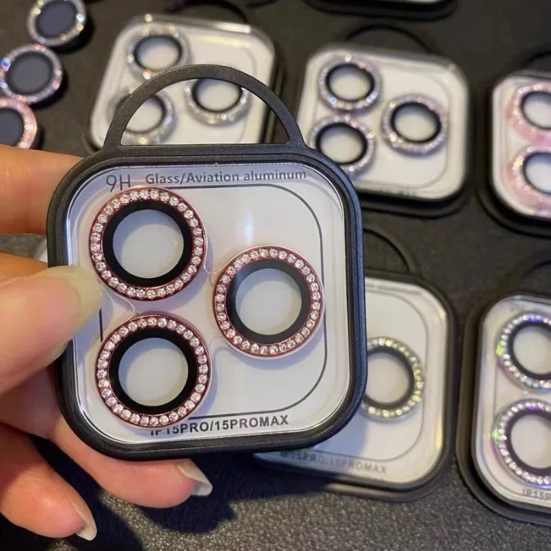 Luxury Rhinestone Bling Glitter Ring Diamond Eagle Eye Hawkeye Camera Lens Glass Protector For iPhone 16 15 14 13 12 11 Pro Max Mini With Small Retail