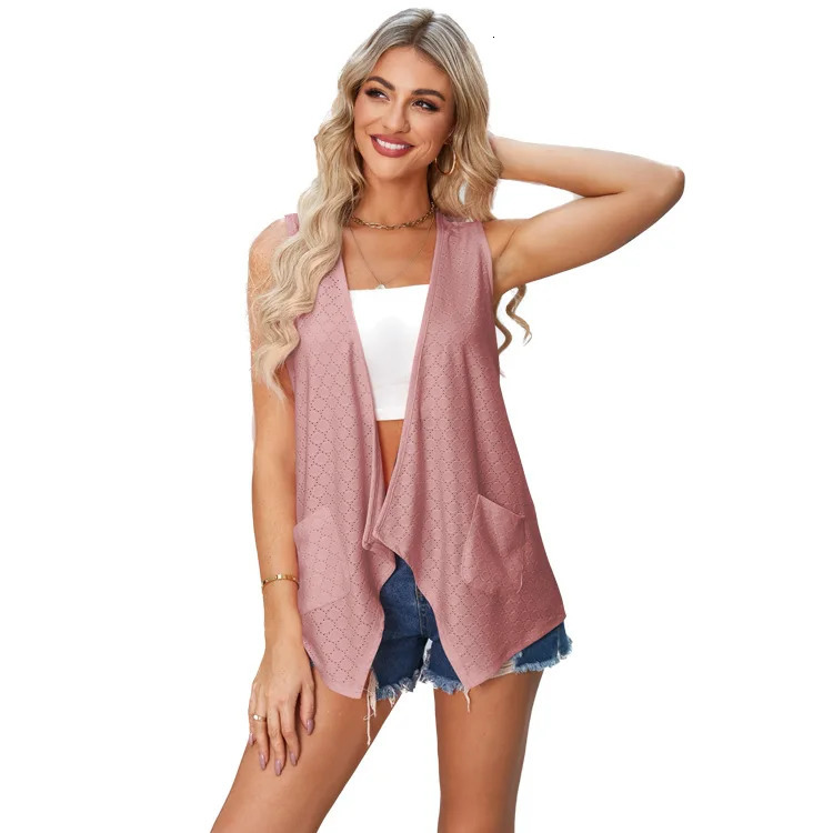 Summer Womens Wear Hollow Solid Color Casual Cardigan Coat Multiple Colors Available Tops Clothing 250226