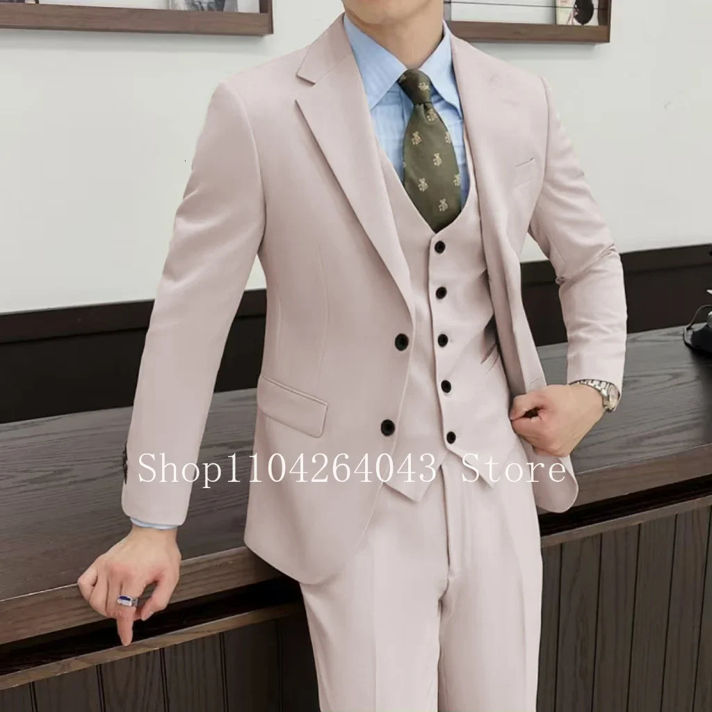 Mens tailcoat 3-piece jacket jacket and pants set notch lapel elegant wedding dress business evening gown party set 250224