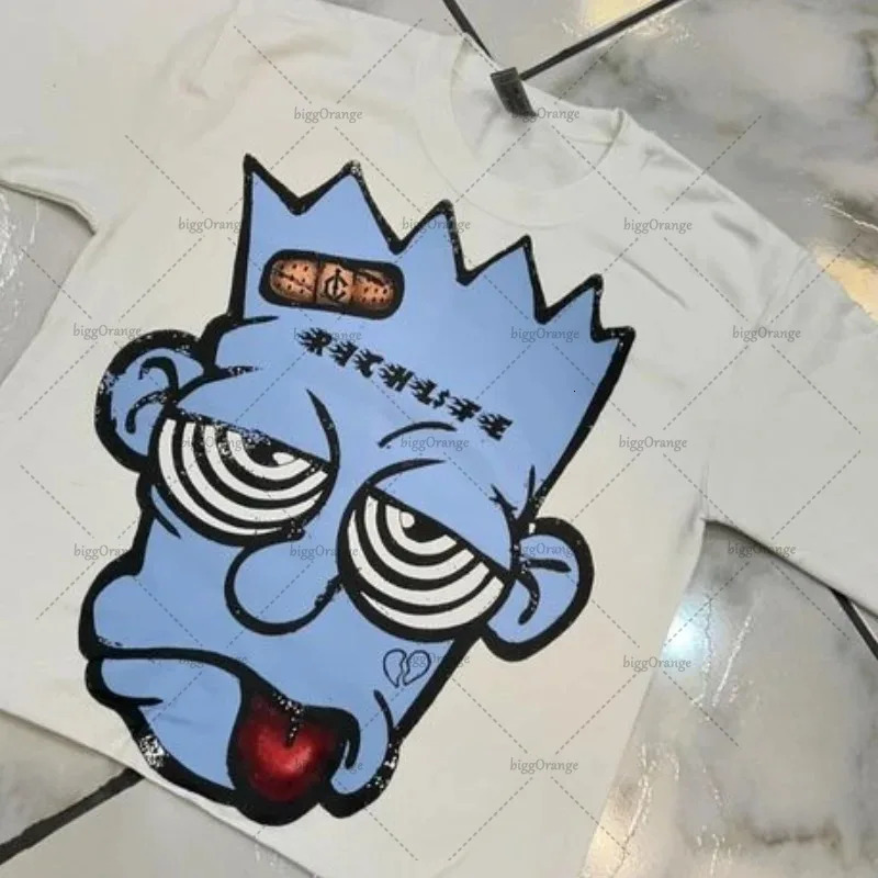 High Street Trendy Y2K Streetwear Tops Gothic Punk Harajuku Anime Print Oversized TShirt Mens Retro Loose Casual Short Sleeve 250226