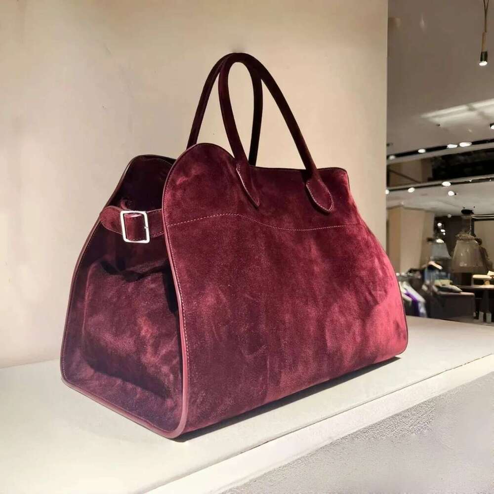 Women's Bags High Quality Margaux Cowhide Handbag Shoulder Margaux Soft Genuine Leather Large Capacity Suede Tote Bag