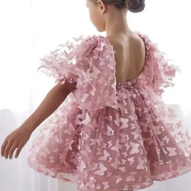 Girl's Dresses Fashion Baby Girl Dress Butterfly Puff Sleeve Childrens Chiffon Princess Dress Vestido Pageant Birthday Party A3743 Y250227AJG4