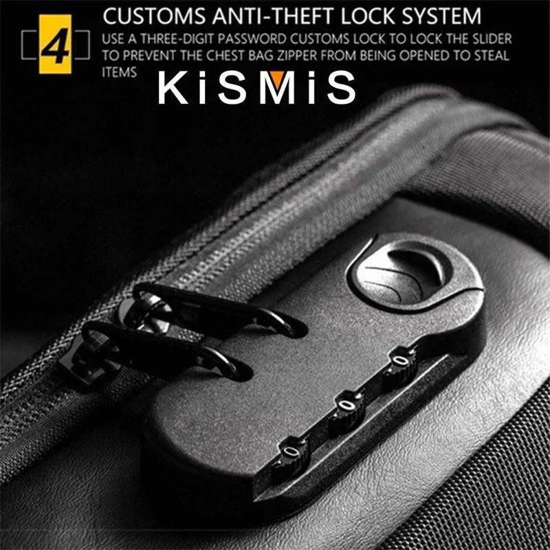 Ship from US Fashionable mens waterproof cross shoulder travel bag with antitheft USB 250227FBB
