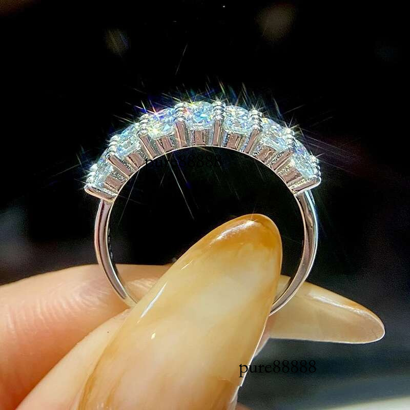 KNB 1.4ct D Color Moissanite Dia Ring for Women Real Sterg Sliver Wedding Engagement Eternity Band Jewelry New