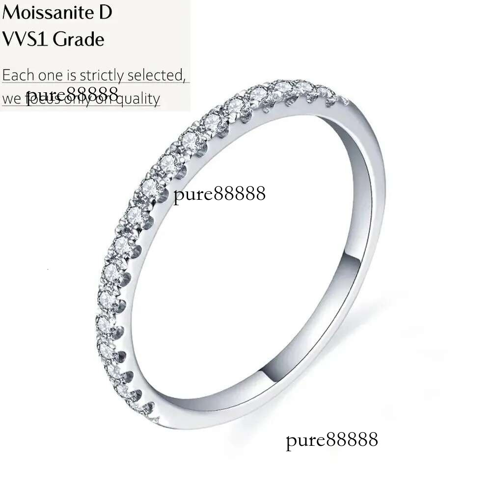 Sterg Sier White Gold Round Eent Cut D Color Moissanite Ring for Girls tail Jewelry