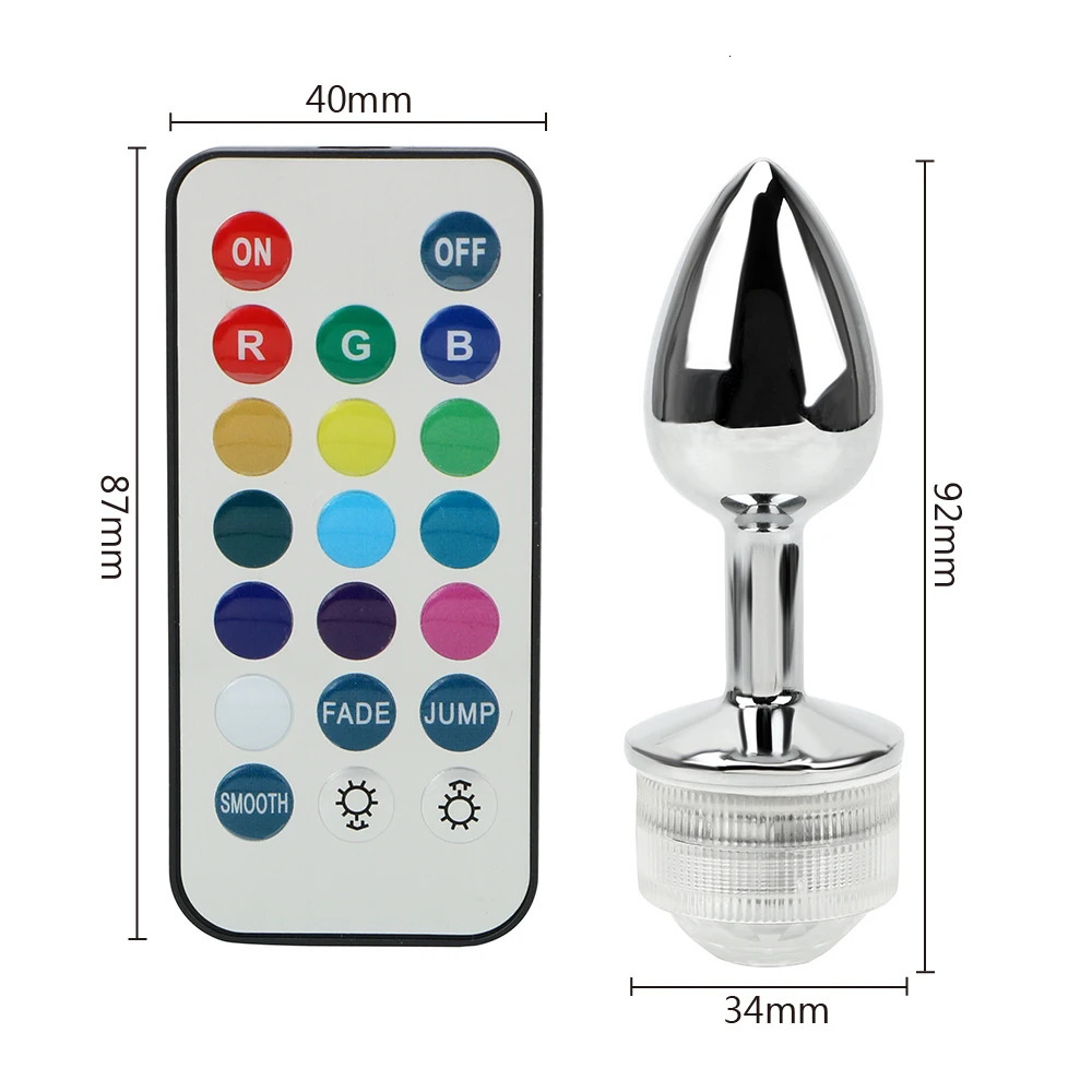 With Decorative Light 34mm Metal Anal Plug For Women Anus Plugs Butt Dilator Men Prostate Massager Sex Toy Couple Games Adult 18 250227