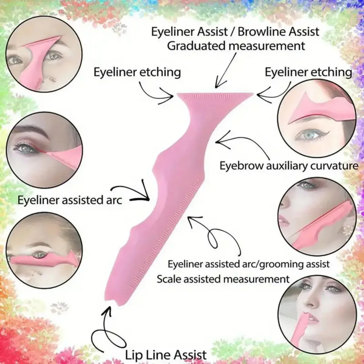 1pc Eyeliner Stencils Ruler Reusable Silicone Winged Tip Eyeliner Aid Eyebrow Pencil Stencil 5 In 1 Multi-Functional Makeup T 250224