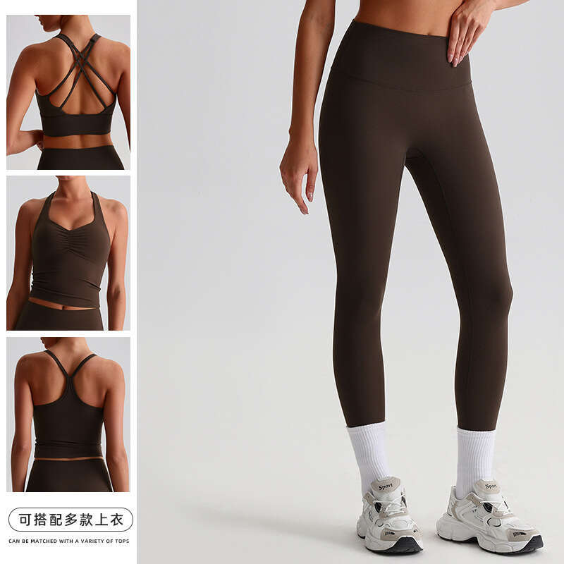 European American nude yoga pants for women without awkward es, high waist hip lifting tight elastic small foot sports and fiess pants, 2025 new casua