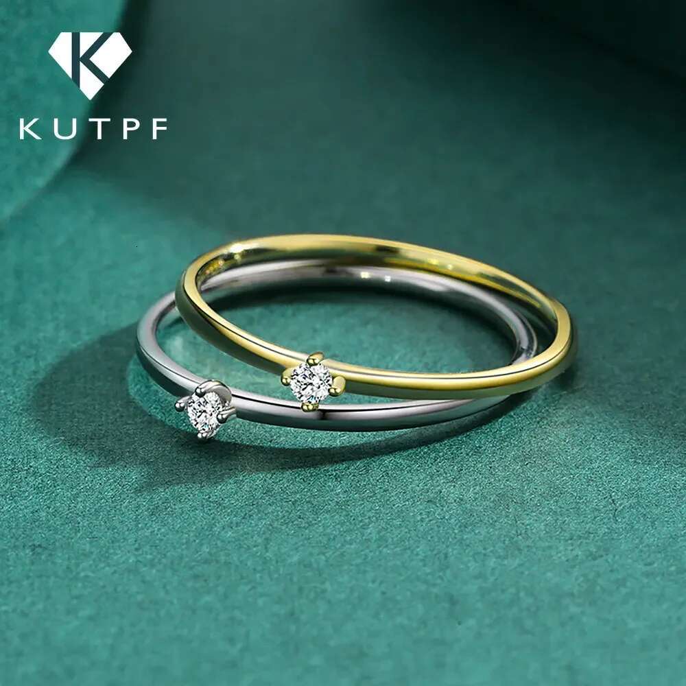 Exquisite Moissanite Finger Ring For Women Gold Plated Sterg Sier Elegant Rings With 2mm D Color Round Lab Dia