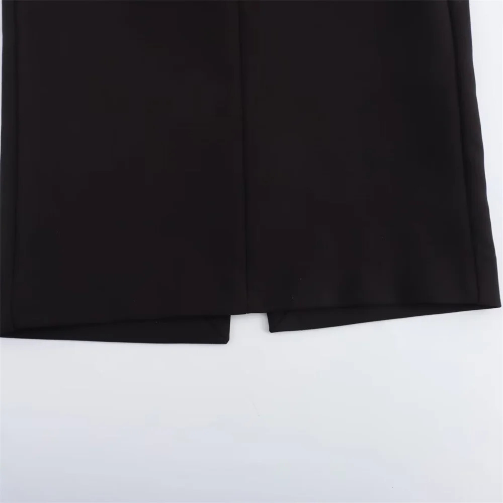 ZAR4 summer European and American style buckle decoration open hanging collar dress 250226