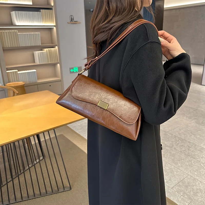 Ship from US Minimalist Shoulder Bag Trendy Simple Handbag Flap Purse For Women 250227FBB