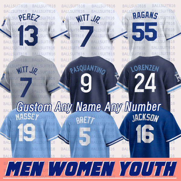 #7 Bobby Witt Jr. Jersey #13 Salvador Perez Jersey Vinnie Pasquantino KC Royals Jerseys Cole Ragans MJ Melendez Jonathan India Bo Jackson Custom City Baseball Jerseys