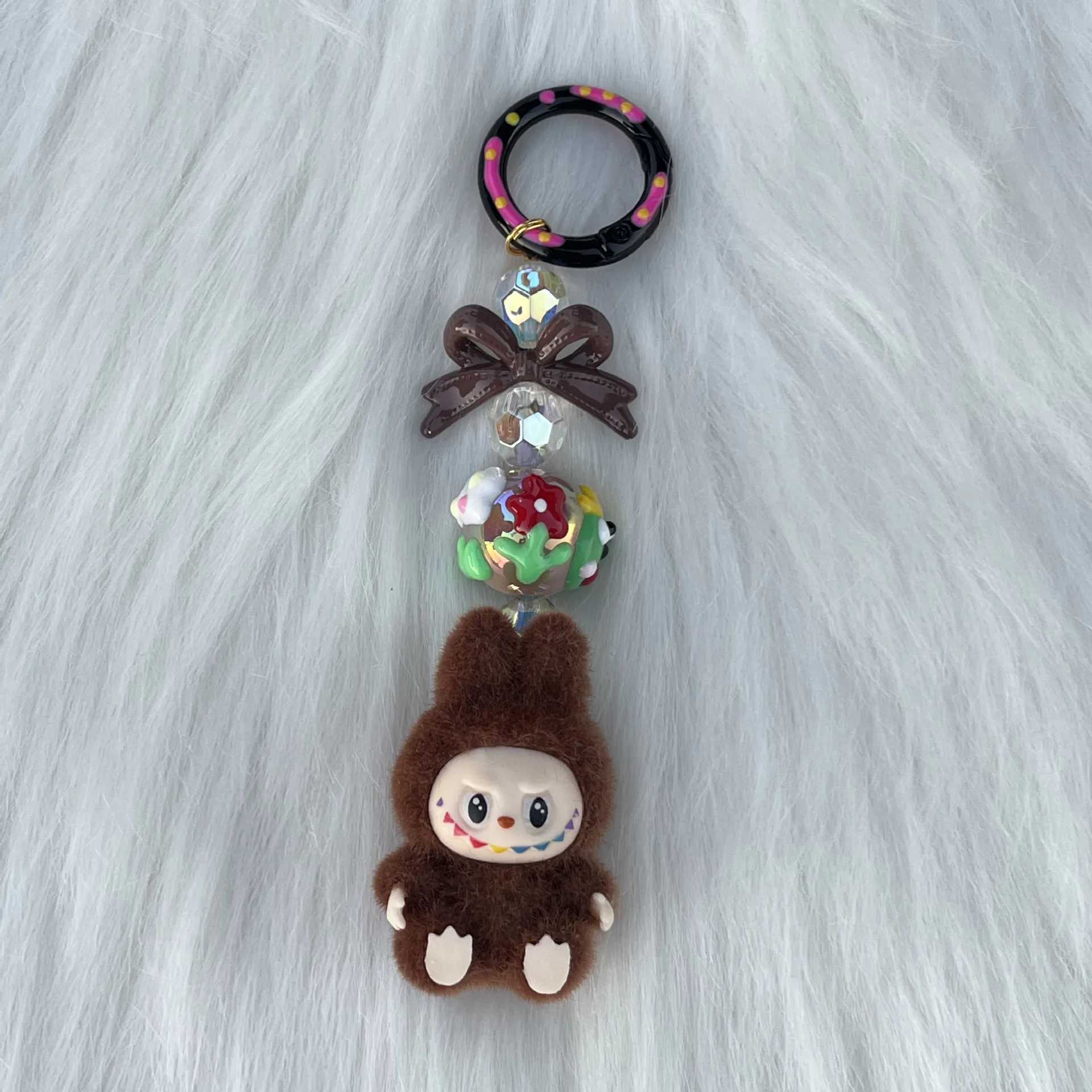 New Labubu Keychain Creative Three-dimensional Doll Students Schoolbag Pendant Car Key Chain Women and Men Gifts Z250227