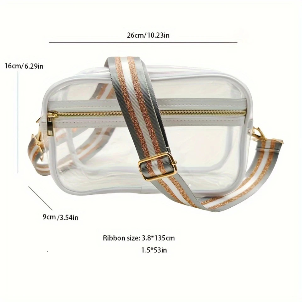 Ship from US Gym transparent cross body bag waterproof makeup phone perfect casual shoulder for outings 250227FBB