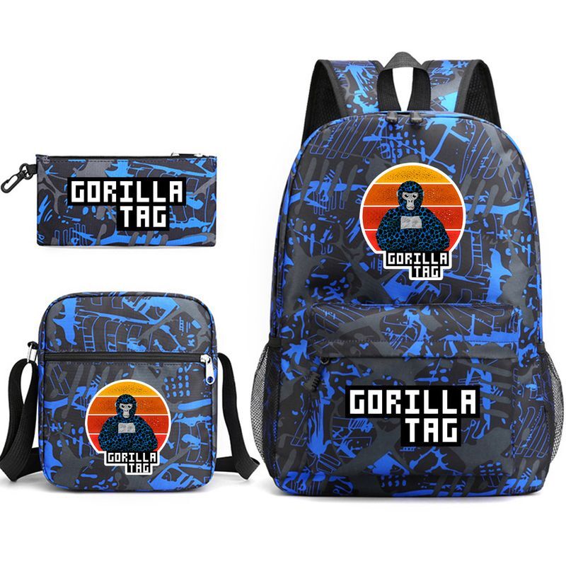 Gorilla Tag Monkey Cartoon Backpack 3-Piece Set for Students