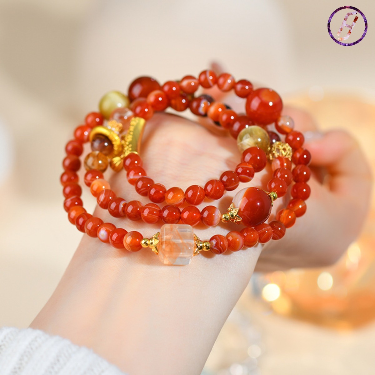 2025 New Network Hit Nezha Series A Variety of Original Bracelets Natural Crystal Carnelian Red Phantom Quartz Womens Bracelet Customization