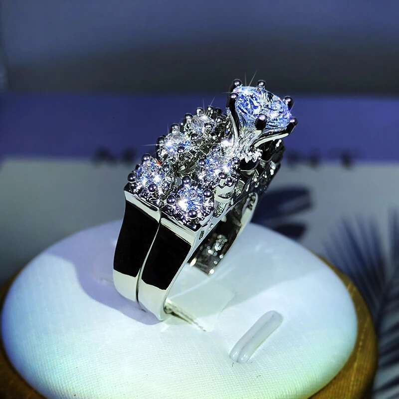 High-End Sparkg Zircon Ring Sterg Sier Suitable For Couples tail Parties Birthday Jewelry