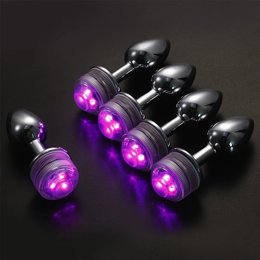 Wireless Remote Control Metal Luminous Anal Plug Prostate Massage Butt Plug with LED Anal Tail Sex Toy Adult Products for Women 250227