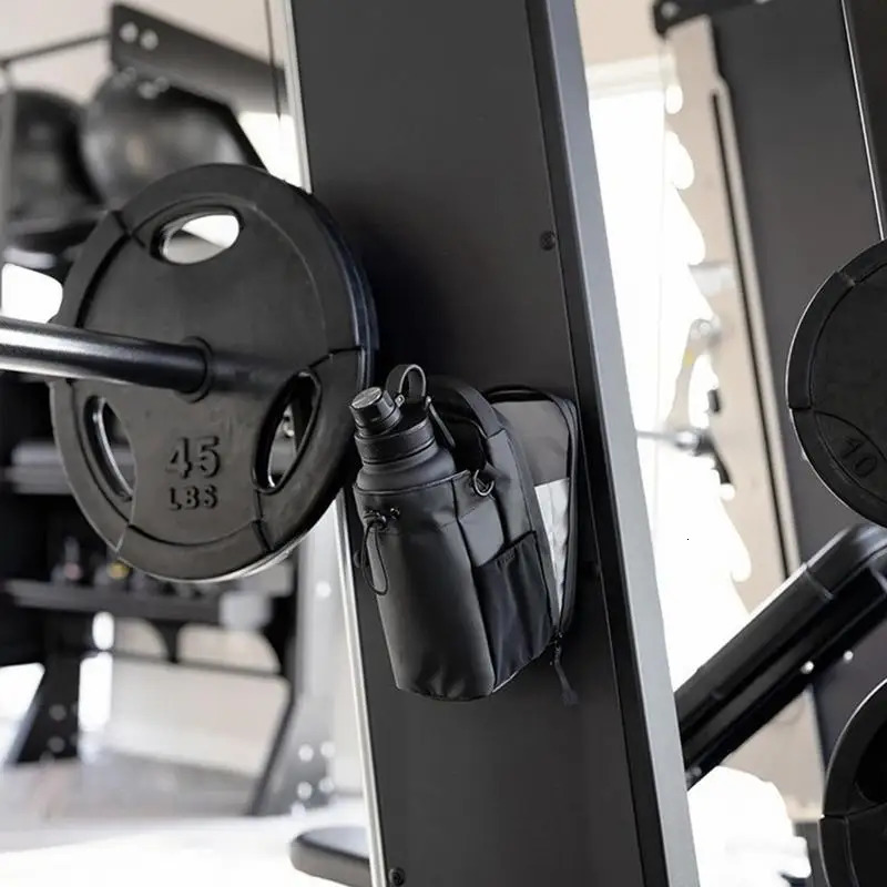 Ship from US Magnetic Gym Water Bottle Bag Holder Portable Phone Sling With Pocket Builtin Magnet For Men Women Sports Fitness 250227FBB