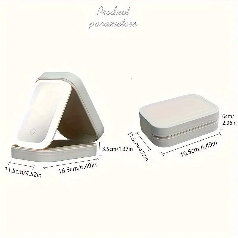 Ship from US Travel makeup bag with LED lights mirror large capacity box portable travel Acce 250227FBB