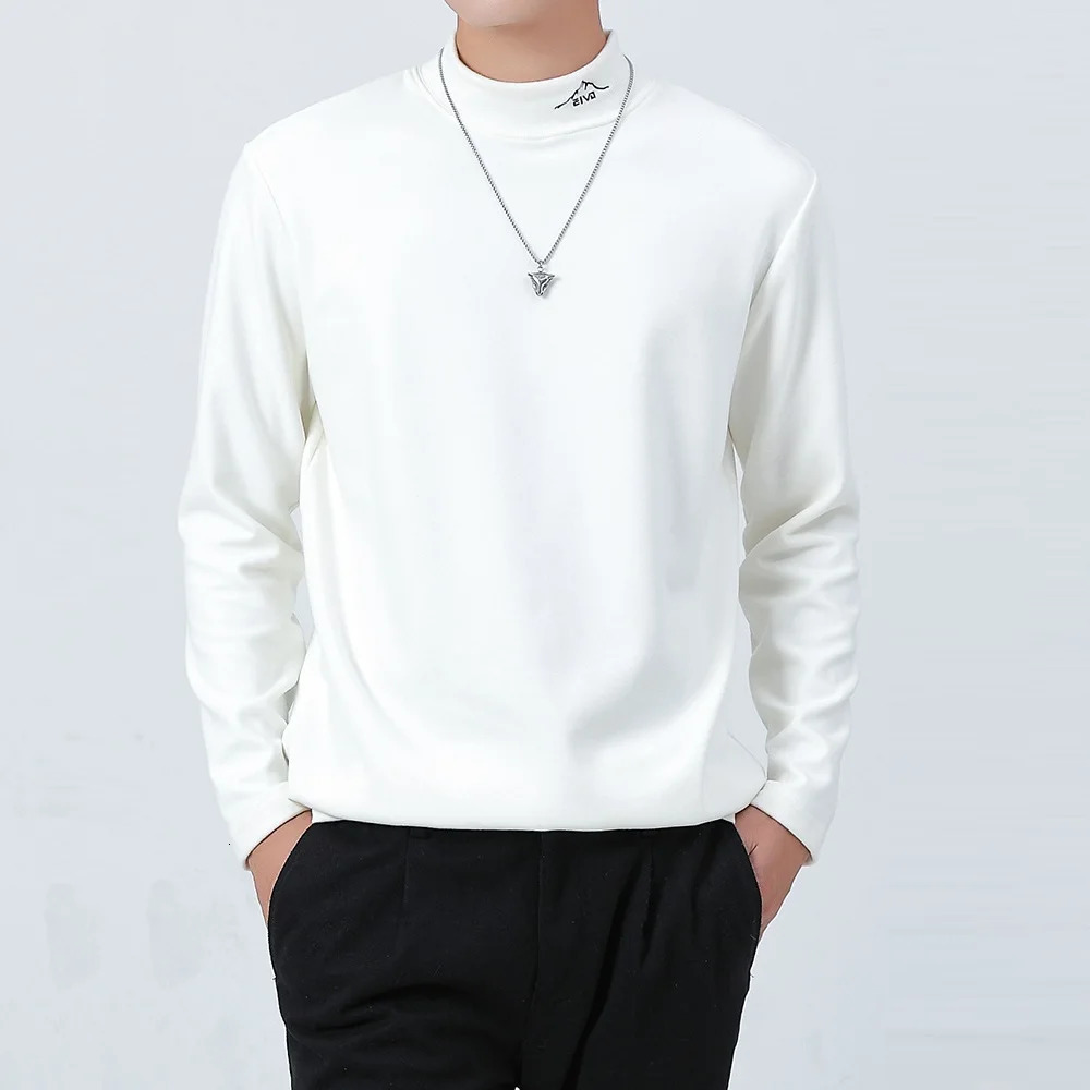 Large mens winter T-shirt half neck wool long sleeved bottom mens inner top 10XL in size 250225