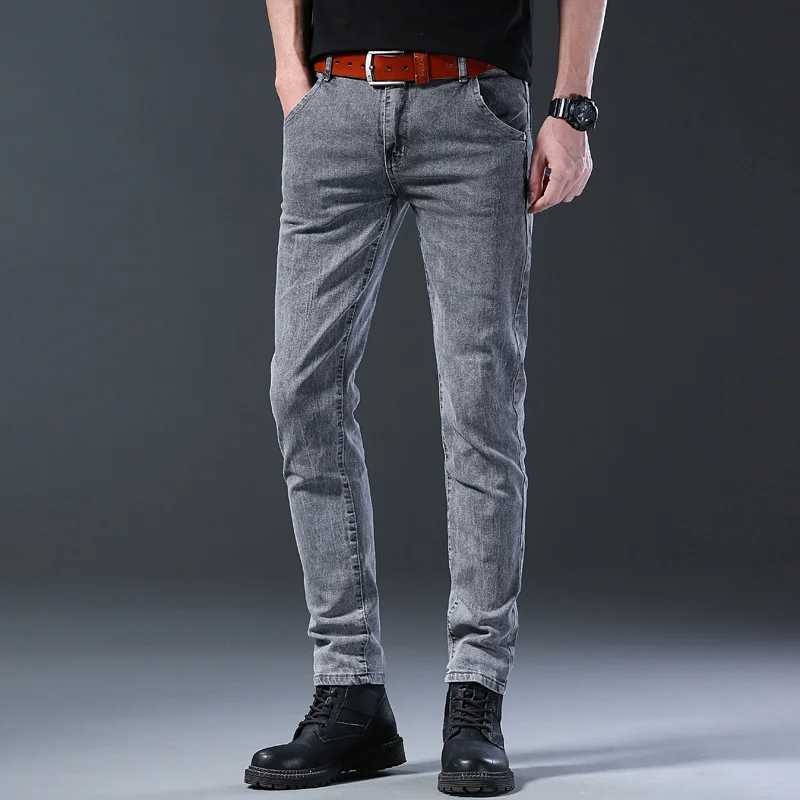 Trendy Men Retro Washed Snowflake Slim Fit Classic Jeans Male Casual Street Skateboarding Denim Pants Stretch Skinny Trousers X250227