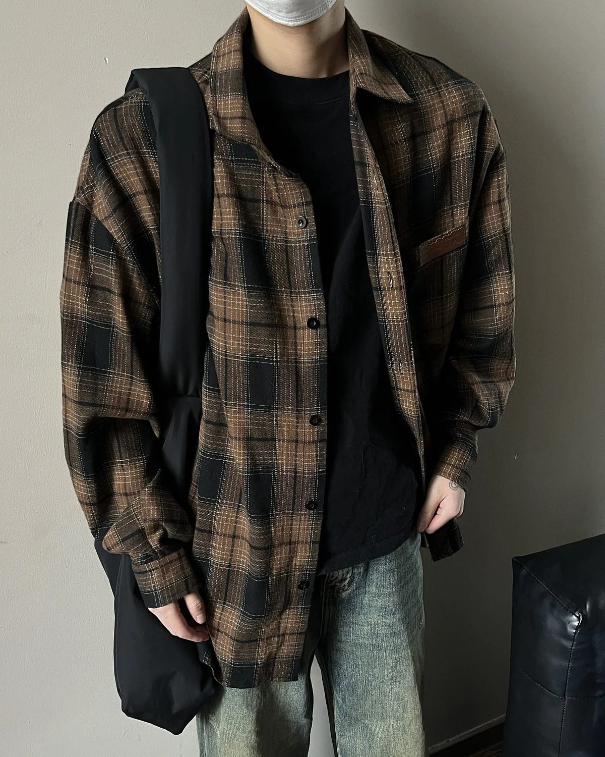 Autumn Long Sleeved Shirt Men Retro Casual Shirt Men Streetwear Korean Loose Plaid Shirt Mens Vintage Shirts Large Size 5XL 250224