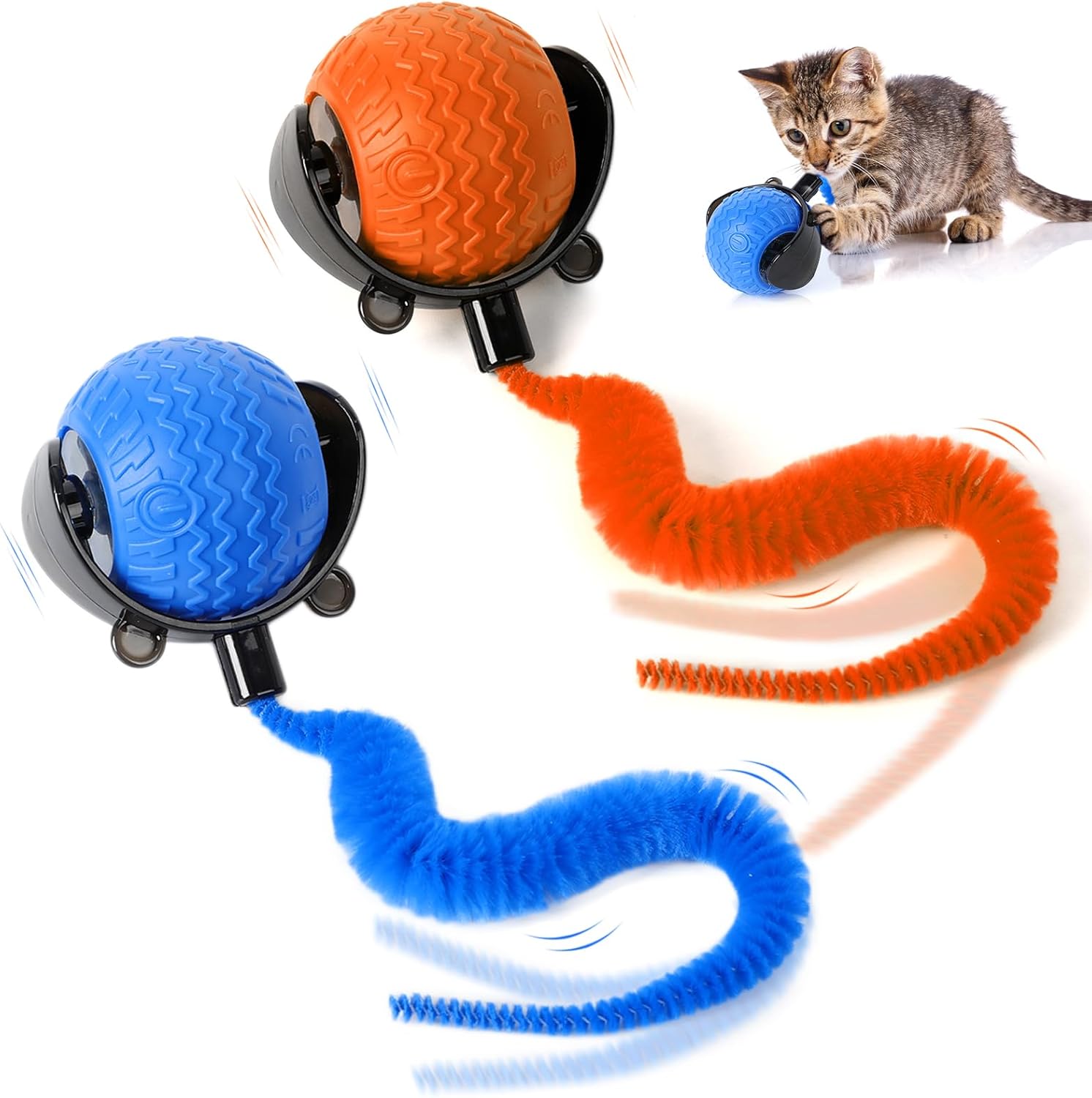 Cat Interactive Ball Toy, Automatic Rolling Ball with Tail, Rechargeable Smart Pet Interactive Toy, Intelligent Mouse for Cat