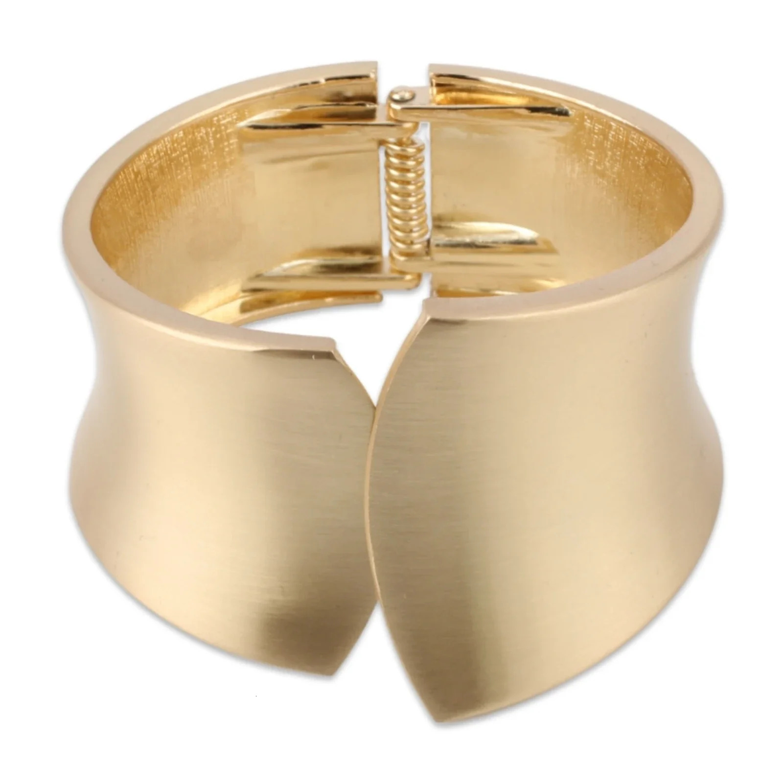 Gold Color Arm Cuff Wide Non Tarnish Bracelets for Women Trendy Alloy Metal Chunky Statement Thick Plated Hinge Wrap Bangle 250227