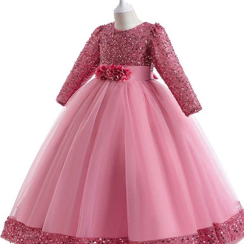 Girl's Dresses Girls Bridesmaid Dress Kids Baby Flower Party Sequins Dresses Wedding princess Y250227W23Y
