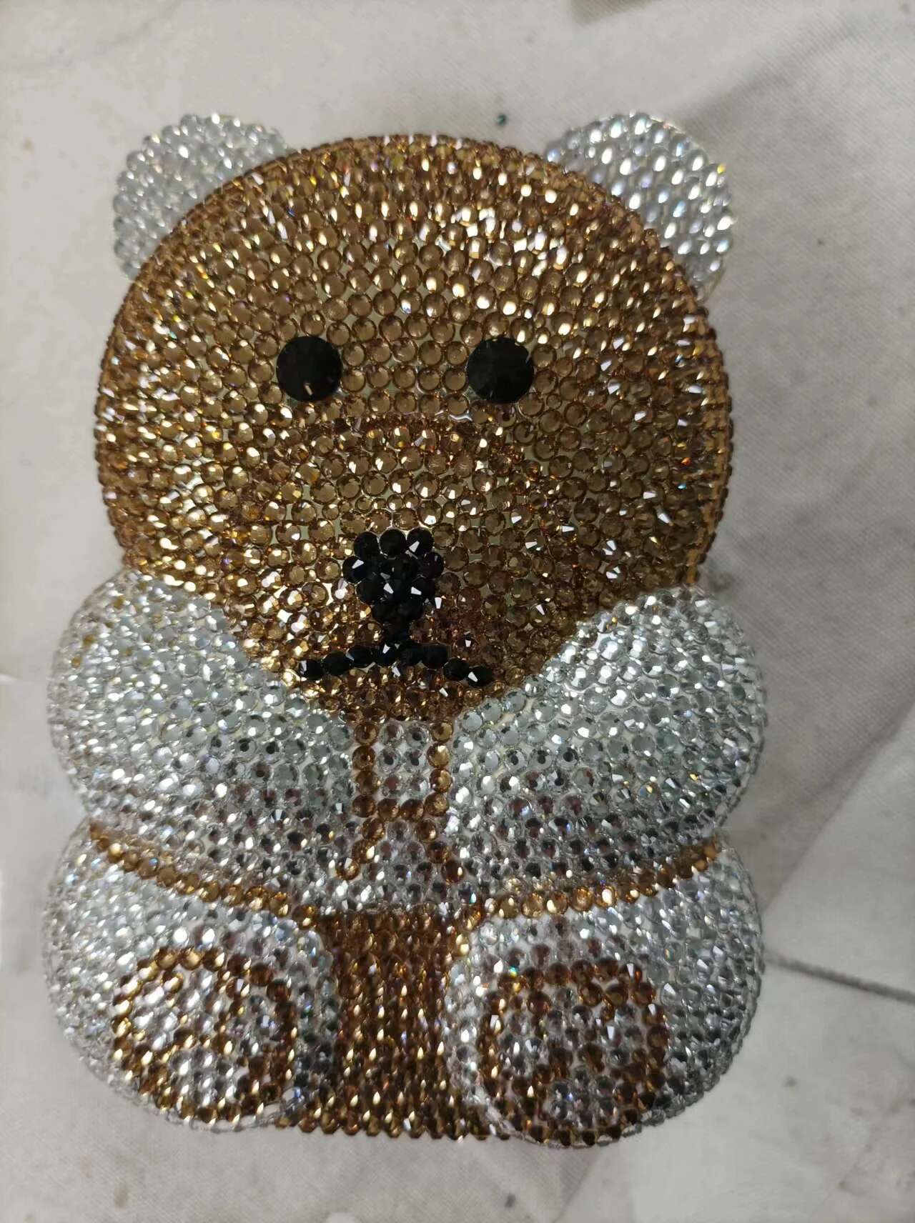 women Hollow Out Bear shape Crystal Clutch Evening Bag Wedding Party tail purse wallet MInaudiere Handbag shoulder bag gifts