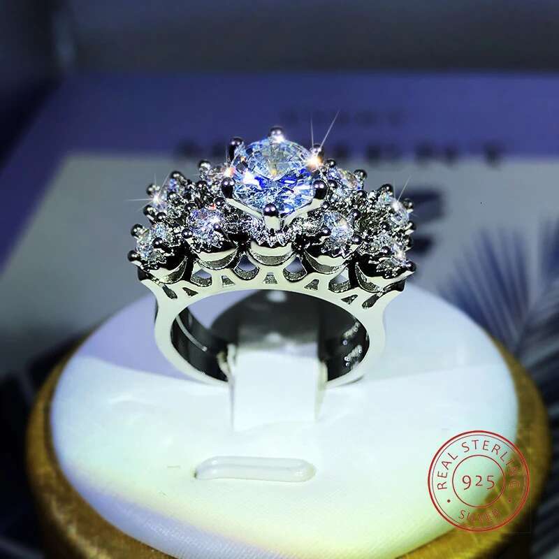 High-End Sparkg Zircon Ring Sterg Sier Suitable For Couples tail Parties Birthday Jewelry