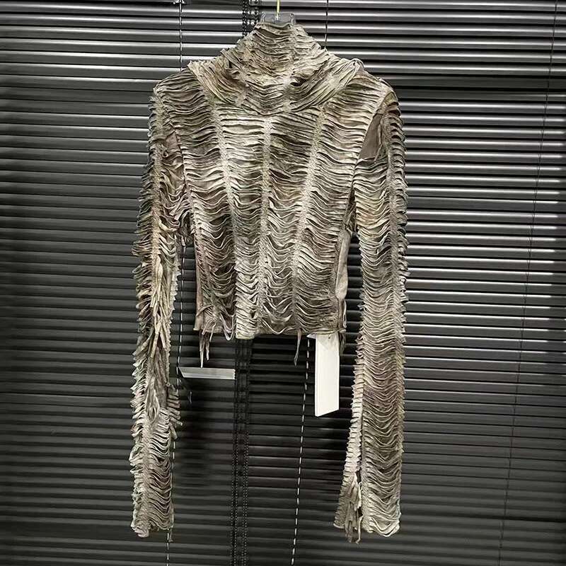 DEAT 2024 Autumn New Item Niche Hooded Long Sleeve T-shirts For Women Fashion Vintage Slim Fit Cut Design Tops Female 11A01256