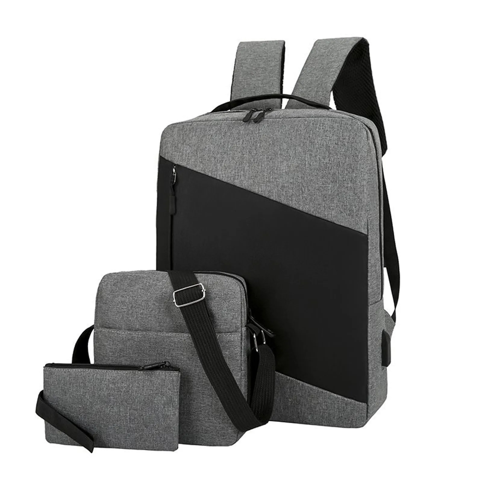 Ship from US Unisex Backpack 3 Piece Set Travel Computer Business Bag Casual Color Matching Shoulder Lockable School Bags Laptop 250227FBB