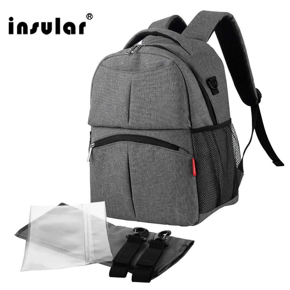 Diaper Bags Insular Solid Color Baby Diaper Changing Backpack Bag Multifunctional Baby Mommy Bag Waterproof Mummy Nappy Stroller Backpack Y250227VSPL