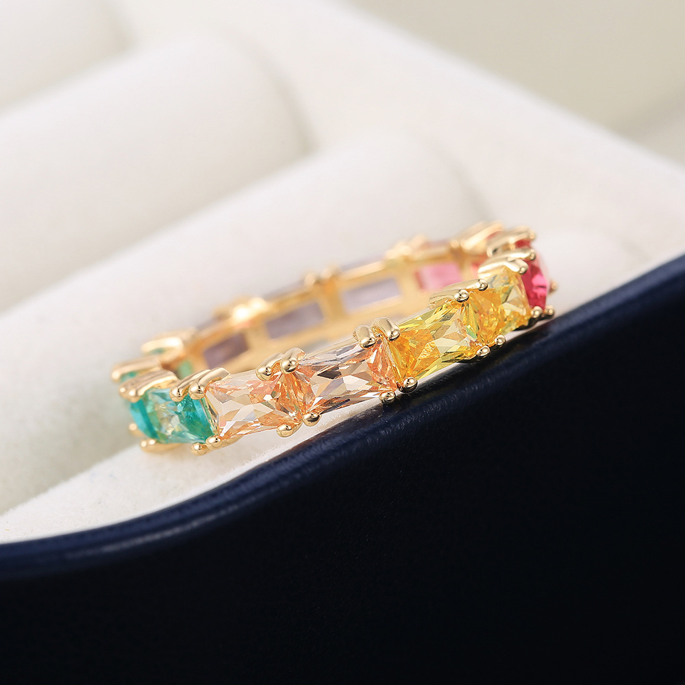 2025 Choucong Top Sell Wedding Rings Luxury Jewelry 18K Gold Fill Princess Cut Colorful 5A Cubic Zircon CZ Diamond Gemstones Party Women Engagement Ba